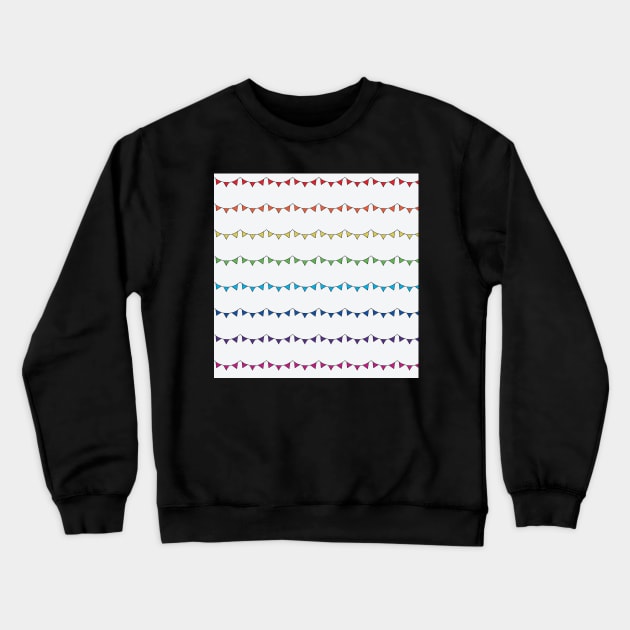 Rainbow bunting bright  (large) Crewneck Sweatshirt by bettyretro